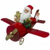 Northlight 32" Waving Santa Delivering Presents On A Plane Christmas Decoration