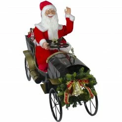 Northlight 33" Santa Delivering Presents In A Black And Gold Vintage Car Christmas Decoration -Northlight Shop northlight tj27583 3 80413.1665580043