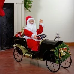 Northlight 33" Santa Delivering Presents In A Black And Gold Vintage Car Christmas Decoration -Northlight Shop northlight tj27583 6 69493.1665580043