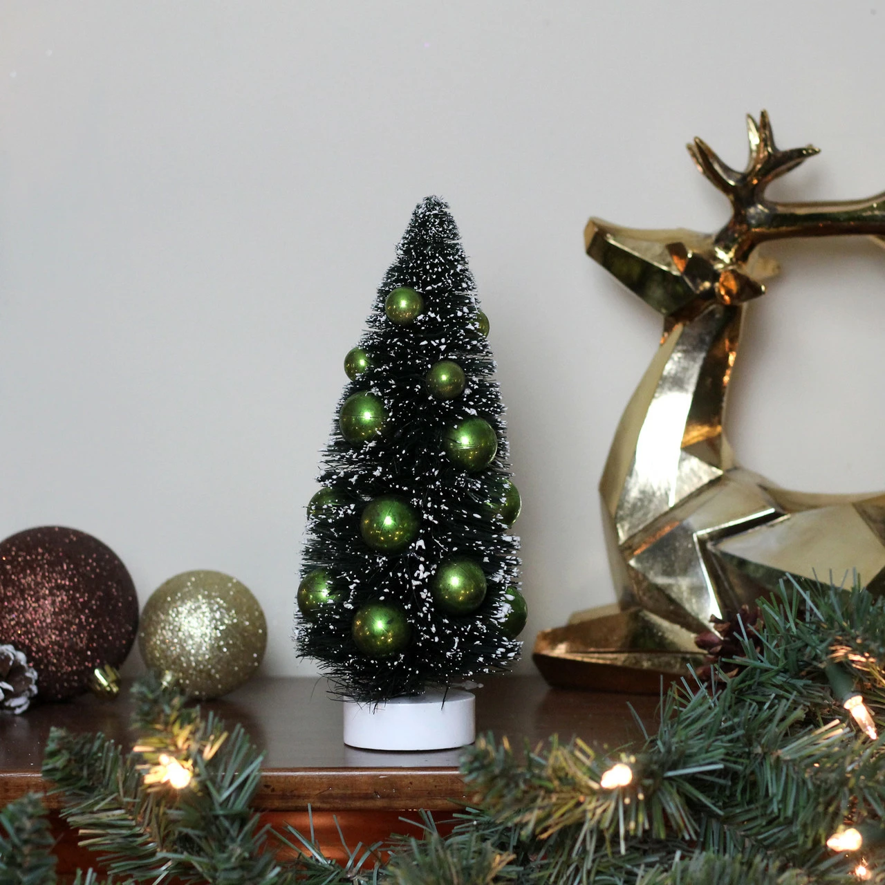 Northlight 8" Green Contemporary Christmas Tree With Ball Ornaments Tabletop Decor 2 Northlight 8" Green Contemporary Christmas Tree With Ball Ornaments Tabletop Decor - Image 2