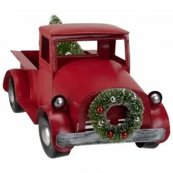 Northlight 13.25" Red Iron Truck With Green Frosted Tree And Wreath Christmas Tabletop Decoration -Northlight Shop northlight tr26303 01 76053.1588405782
