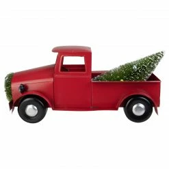 Northlight 13.25" Red Iron Truck With Green Frosted Tree And Wreath Christmas Tabletop Decoration -Northlight Shop northlight tr26303 02 87156.1588405783