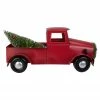 Northlight 13.25" Red Iron Truck With Green Frosted Tree And Wreath Christmas Tabletop Decoration