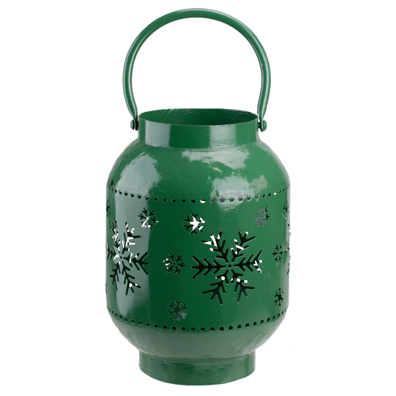 Northlight 10" Green Snowflake Cutout Christmas Candle Lantern- Metal 1 Northlight 10" Green Snowflake Cutout Christmas Candle Lantern- Metal