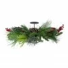Northlight 32" Iced Mixed Pine, Berries And Pine Cones Christmas Pillar Candle Holder