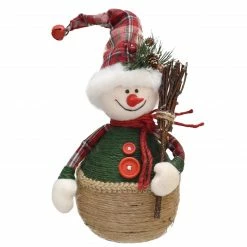 Northlight 14.5" Green And Red Plaid Snowman With Broom Tabletop Christmas Figurine -Northlight Shop northlight vm37796 2 04851.1599786479