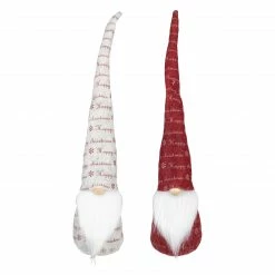 Northlight Set Of 2 Red And Ivory Happy Christmas Gnomes 18"
