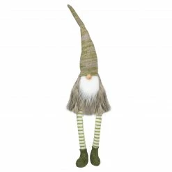 Northlight 26" Green And Beige Sitting Gnome Christmas Figure