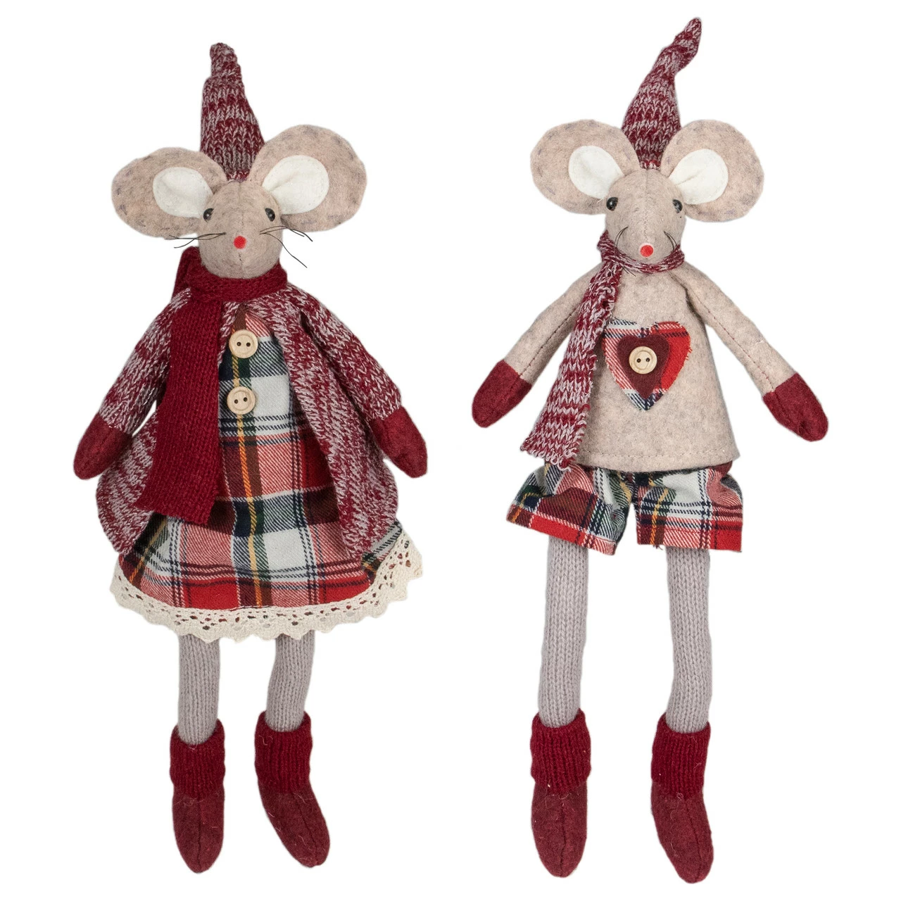 Northlight Set Of 2 Boy And Girl Sitting Plush Christmas Mice Figures 17" 1 Northlight Set Of 2 Boy And Girl Sitting Plush Christmas Mice Figures 17"