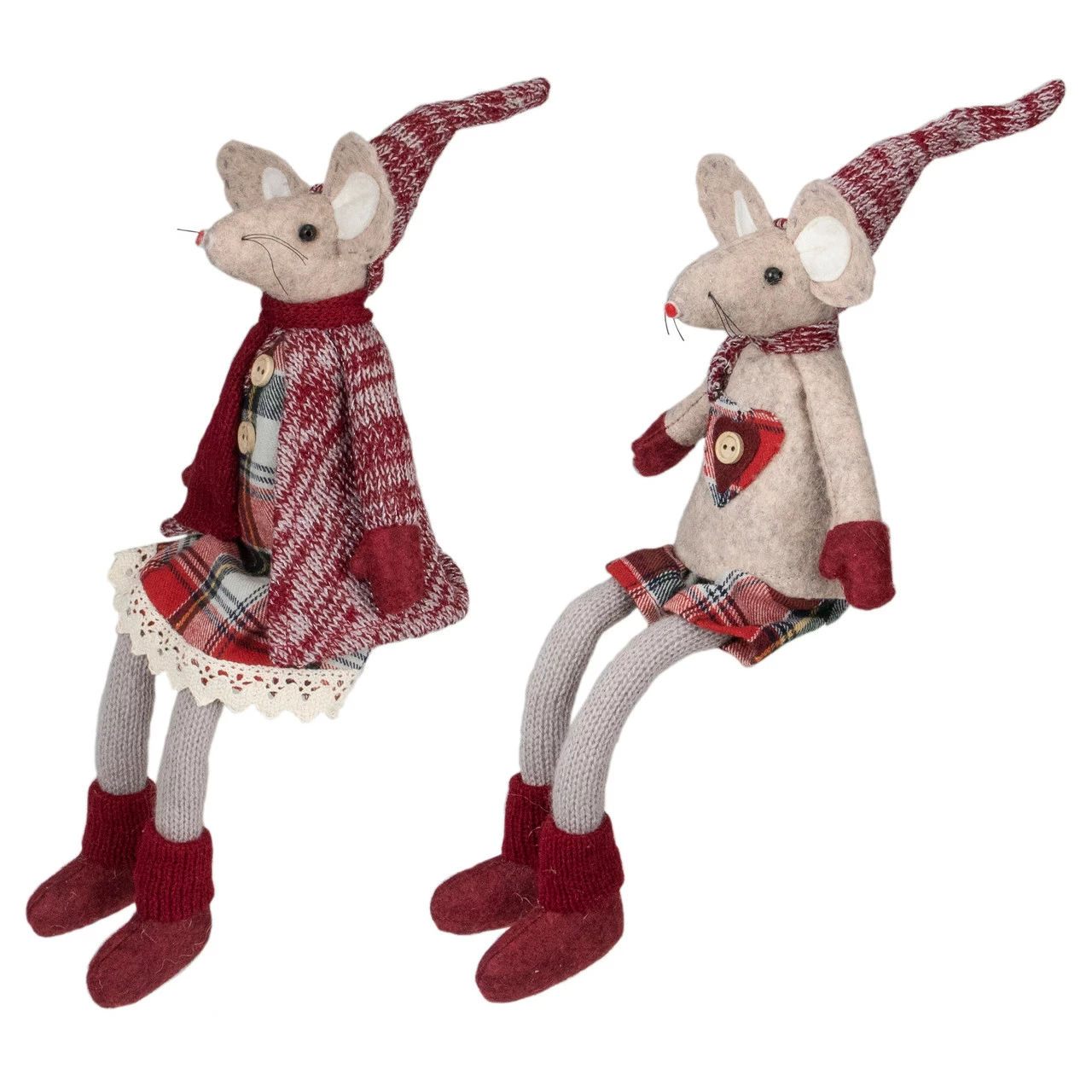 Northlight Set Of 2 Boy And Girl Sitting Plush Christmas Mice Figures 17" 2 Northlight Set Of 2 Boy And Girl Sitting Plush Christmas Mice Figures 17" - Image 2