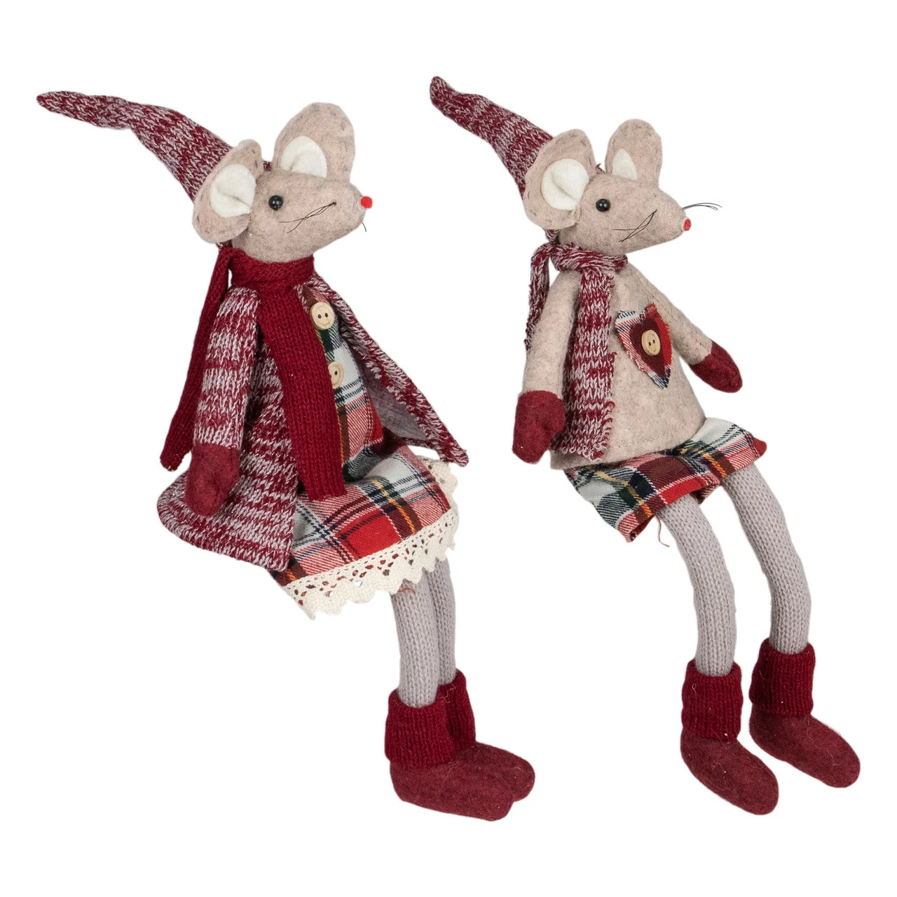 Northlight Set Of 2 Boy And Girl Sitting Plush Christmas Mice Figures 17" 3 Northlight Set Of 2 Boy And Girl Sitting Plush Christmas Mice Figures 17" - Image 3