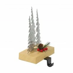 Northlight 8.5" Silver And Red Wooden Christmas Trees Stocking Holder -Northlight Shop northlight wy15241 1 97049.1587643979