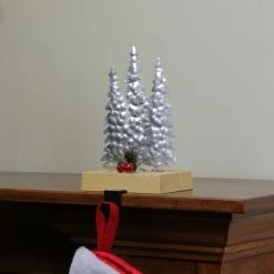 Northlight 8.5" Silver And Red Wooden Christmas Trees Stocking Holder -Northlight Shop northlight wy15241 3 37917.1587643979