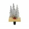 Northlight 8.5" Silver And Red Wooden Christmas Trees Stocking Holder