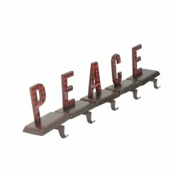 Northlight 5 Piece Set Red And Black Buffalo Plaid “PEACE” Christmas Stocking Holder 6" -Northlight Shop northlight wy15252 1 74104.1665346761