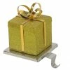 Northlight 6" Silver And Gold Glittered Gift Box Christmas Stocking Holder