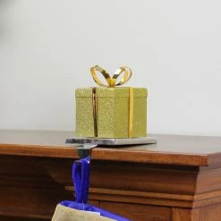 Northlight 6" Silver And Gold Glittered Gift Box Christmas Stocking Holder -Northlight Shop northlight wy15257 3 68677.1665610741