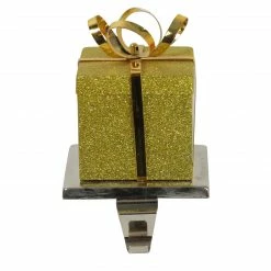 Northlight 6" Silver And Gold Glittered Gift Box Christmas Stocking Holder -Northlight Shop northlight wy15257 44685.1665610741