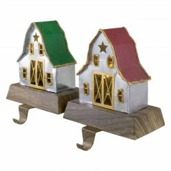 Northlight Set Of 2 LED Lighted Galvanized Barn Christmas Stocking Holders 5.5" -Northlight Shop northlight wy89002 2 35956.1608866577