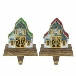 Northlight Set Of 2 LED Lighted Galvanized Barn Christmas Stocking Holders 5.5"