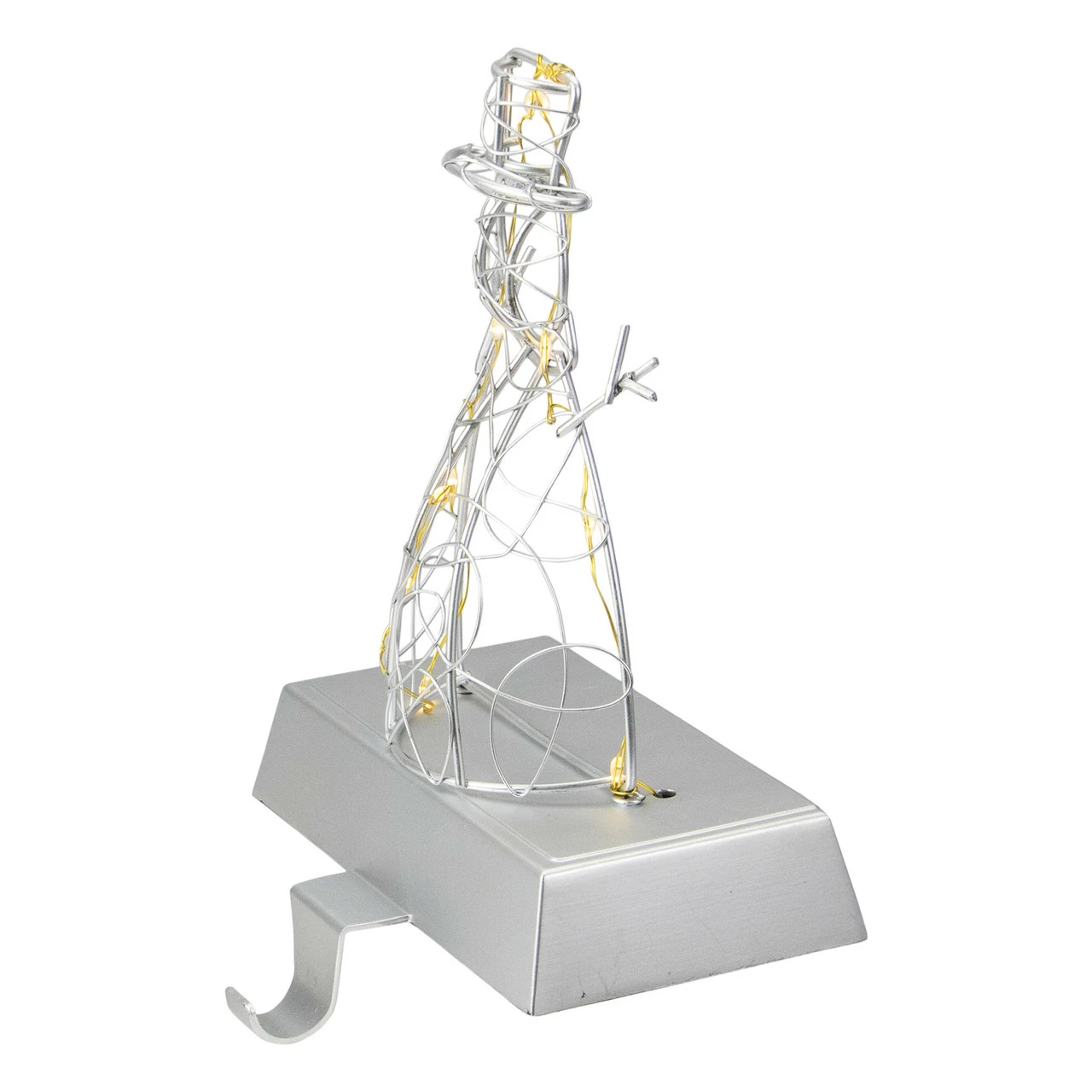 Northlight 8" LED Lighted Silver Wired Snowman Christmas Stocking Holder 4 Northlight 8" LED Lighted Silver Wired Snowman Christmas Stocking Holder - Image 4