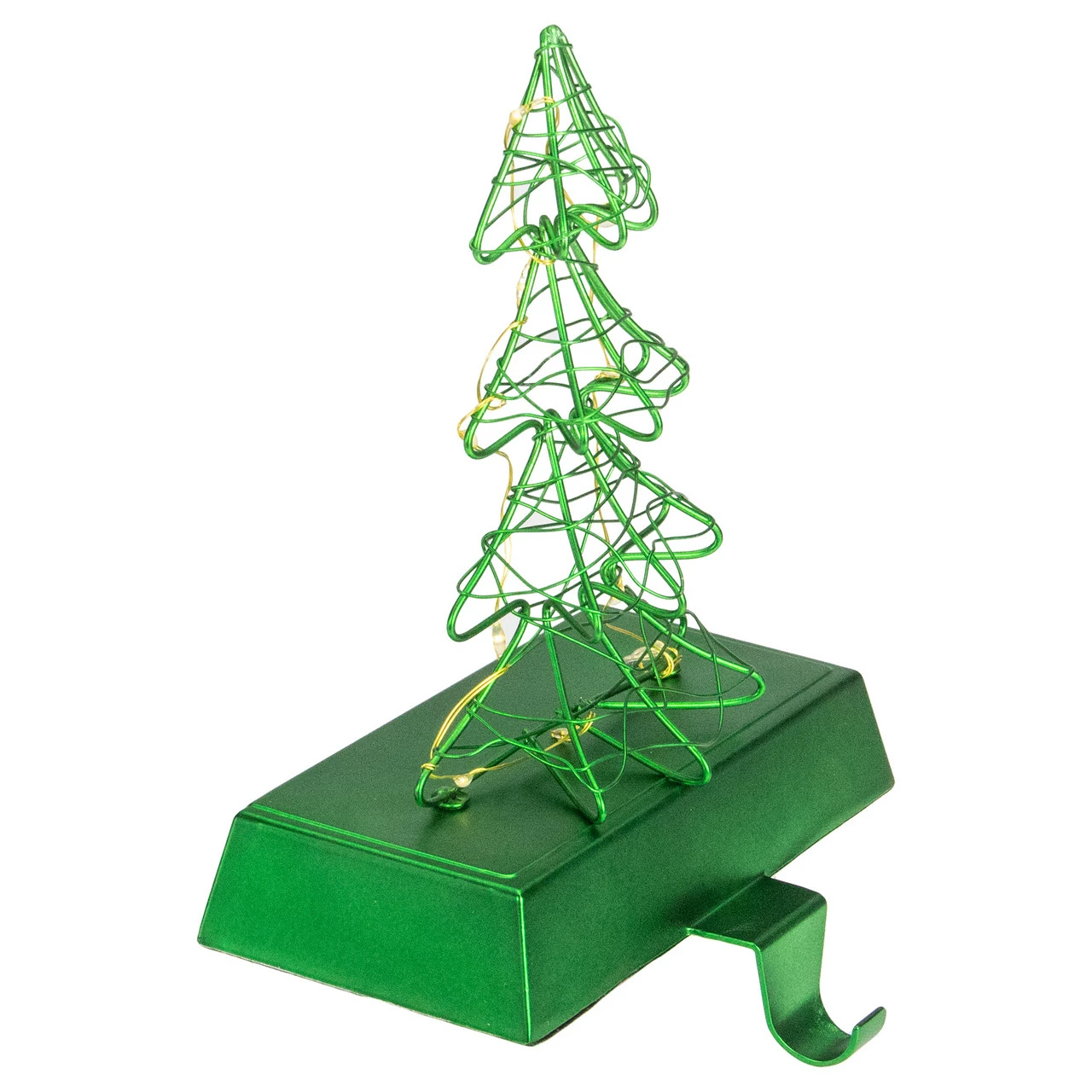 Northlight 8" LED Lighted Green Wired Christmas Tree Stocking Holder 3 Northlight 8" LED Lighted Green Wired Christmas Tree Stocking Holder - Image 3