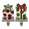 Northlight Set Of 2 Green, Red, And Silver Gift Box Christmas Stocking Holder