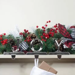 Northlight Set Of 3 Shiny Silver Beveled JOY Christmas Stocking Holders 5" -Northlight Shop northlight wy89101 5 76235.1607655605