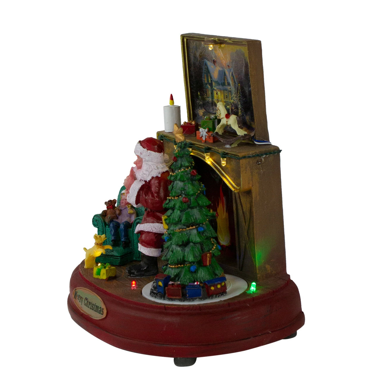 Northlight 8.5" Brown And Green LED Animated Musical Santa Scene Christmas Tabletop Decoration 3 Northlight 8.5" Brown And Green LED Animated Musical Santa Scene Christmas Tabletop Decoration - Image 3