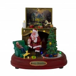 Northlight 8.5" Brown And Green LED Animated Musical Santa Scene Christmas Tabletop Decoration