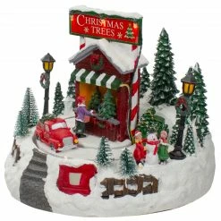 Northlight 9" Lighted And Animated Christmas Tree Farm Winter Scene With Moving Cars -Northlight Shop northlight xh90626 3 63053.1663615656