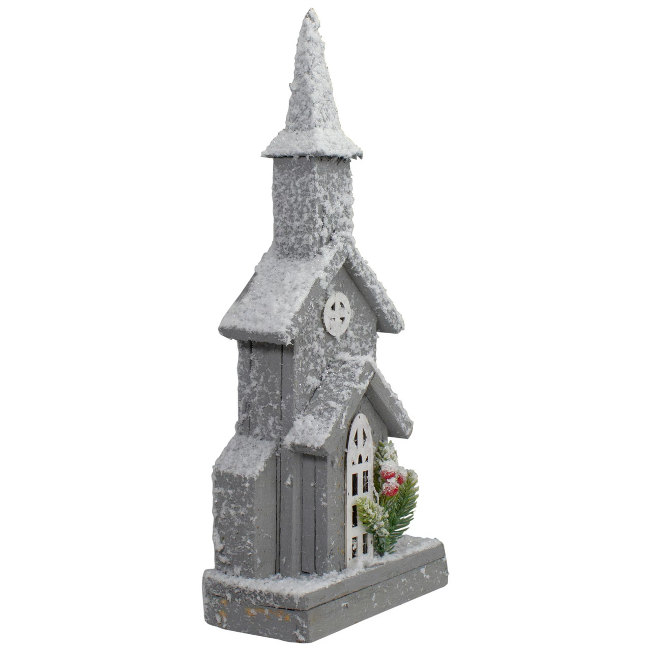Northlight 16" Lighted White And Gray Snowy Church Christmas Tabletop Decoration 2 Northlight 16" Lighted White And Gray Snowy Church Christmas Tabletop Decoration - Image 2