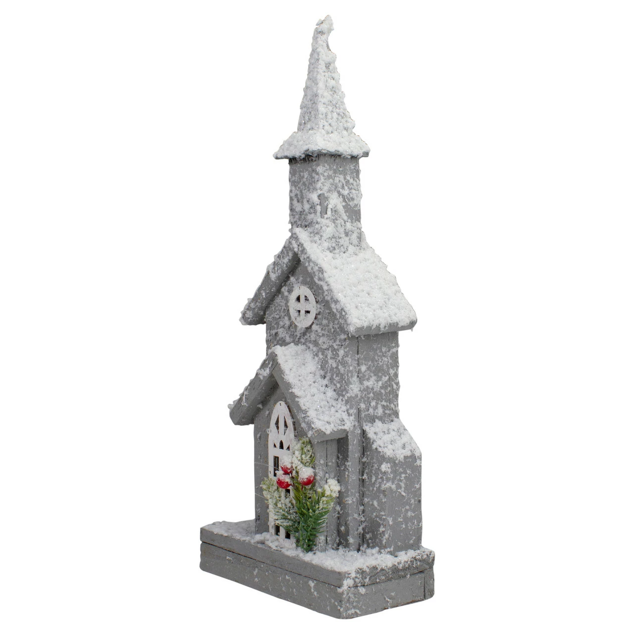Northlight 16" Lighted White And Gray Snowy Church Christmas Tabletop Decoration 3 Northlight 16" Lighted White And Gray Snowy Church Christmas Tabletop Decoration - Image 3