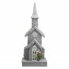 Northlight 16" Lighted White And Gray Snowy Church Christmas Tabletop Decoration
