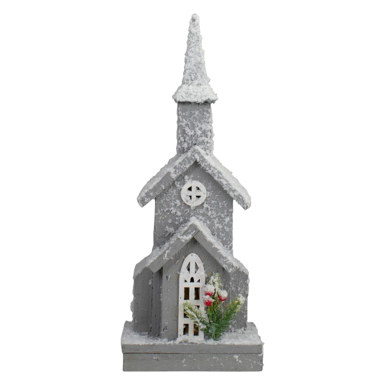 Northlight 16" Lighted White And Gray Snowy Church Christmas Tabletop Decoration 1 Northlight 16" Lighted White And Gray Snowy Church Christmas Tabletop Decoration
