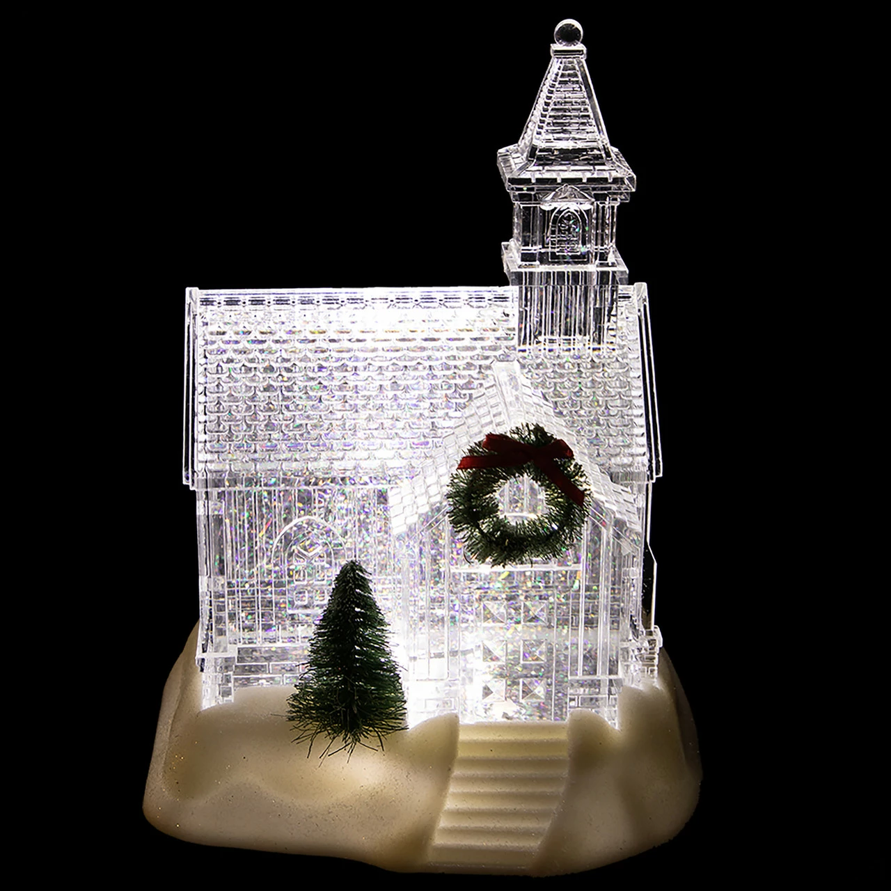 Northlight 9" LED Lighted Icy Crystal Glitter Snow Globe Christmas House 3 Northlight 9" LED Lighted Icy Crystal Glitter Snow Globe Christmas House - Image 3
