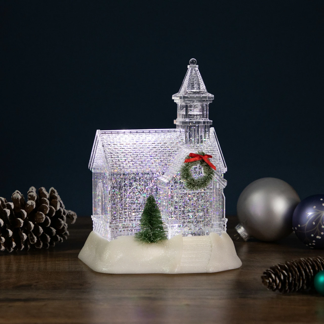 Northlight 9" LED Lighted Icy Crystal Glitter Snow Globe Christmas House 2 Northlight 9" LED Lighted Icy Crystal Glitter Snow Globe Christmas House - Image 2