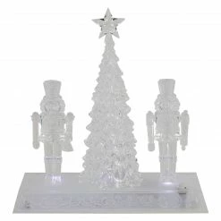 Northlight 9" LED Lighted Icy Crystal Nutcracker And Christmas Tree Decoration