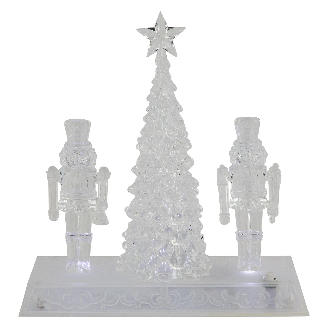 Northlight 9" LED Lighted Icy Crystal Nutcracker And Christmas Tree Decoration 1 Northlight 9" LED Lighted Icy Crystal Nutcracker And Christmas Tree Decoration