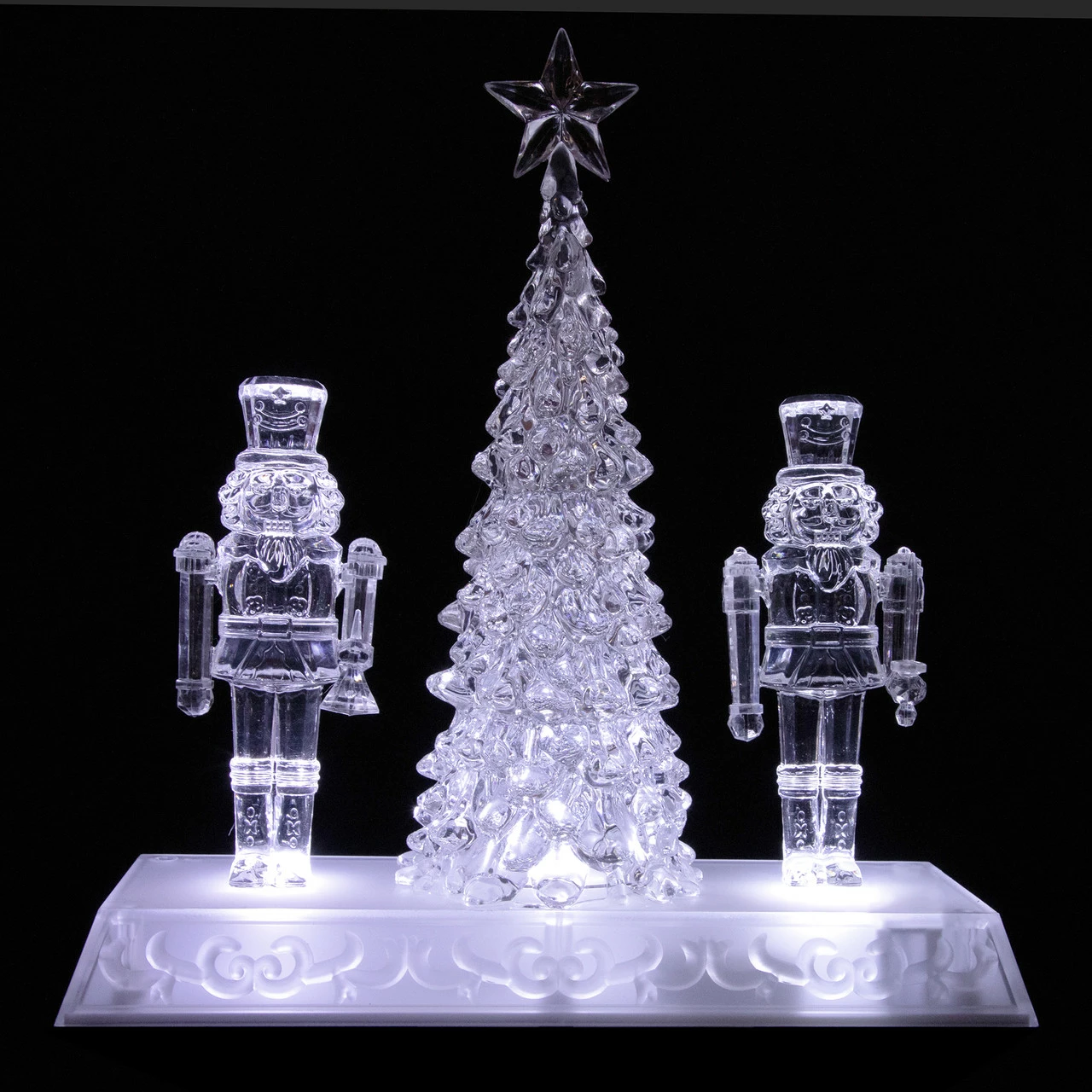 Northlight 9" LED Lighted Icy Crystal Nutcracker And Christmas Tree Decoration 3 Northlight 9" LED Lighted Icy Crystal Nutcracker And Christmas Tree Decoration - Image 3