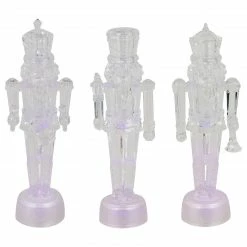 Northlight Set Of 3 LED Lighted Icy Crystal Nutcracker Christmas Figurines 7.5"