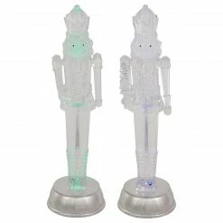Northlight Set Of 2 LED Lighted And Musical Nutcracker Christmas Figurines, 12.5-Inch