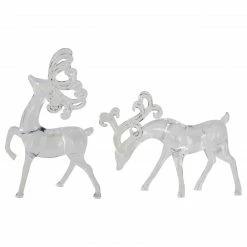 Northlight Set Of 2 Clear Standing Reindeer Christmas Figurines, 9.25-Inch -Northlight Shop northlight y92106 3 updated 36860.1659562357