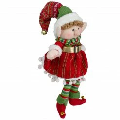 Northlight 14" Red And Green Plush Jingle Bell Girl Elf Christmas Figure -Northlight Shop northlight yh88756 1 42611.1665610751
