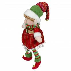 Northlight 14" Red And Green Plush Jingle Bell Girl Elf Christmas Figure -Northlight Shop northlight yh88756 3 36169.1665433304