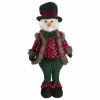 Northlight 25" Red And Green Jolly Plush Boy Snowman Christmas Figure