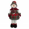 Northlight 24" Red And Green Jolly Plush Girl Snowman Christmas Figure