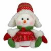 Northlight 8" Red And Green Sitting Snowman Girl Christmas Figure