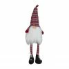 Northlight 23" Red And Gray Striped Christmas Santa Gnome With Dangling Legs