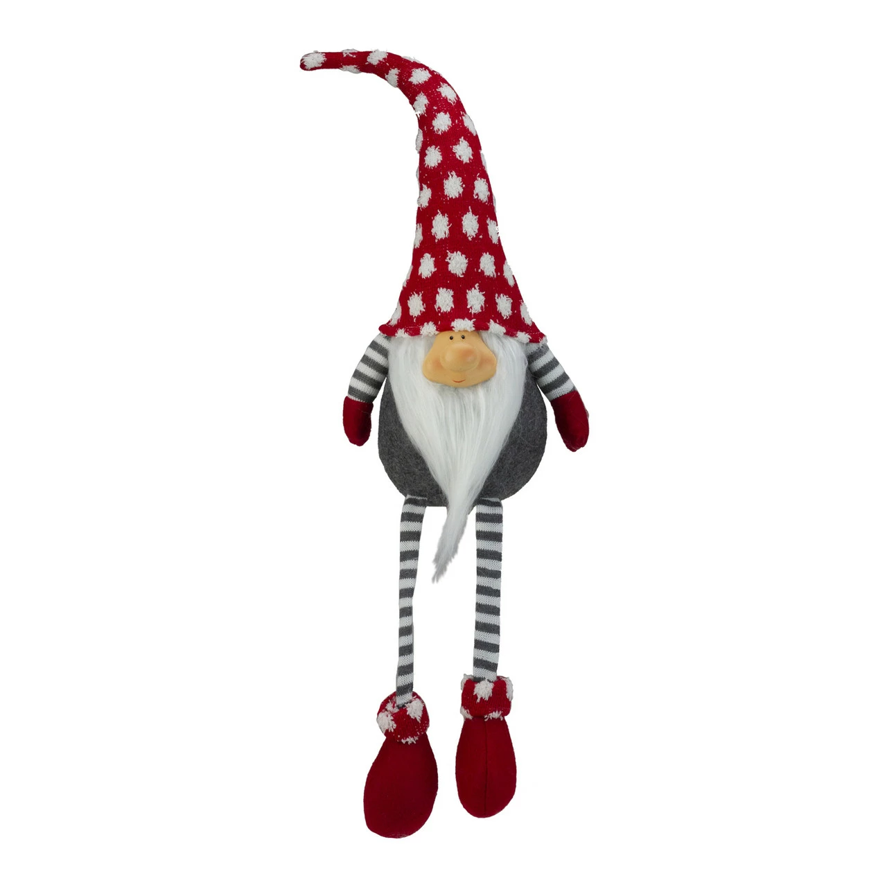 Northlight 24" Gray And Red Hanging Leg With Polka-Dot Snow Cap Smiling Gnome 1 Northlight 24" Gray And Red Hanging Leg With Polka-Dot Snow Cap Smiling Gnome